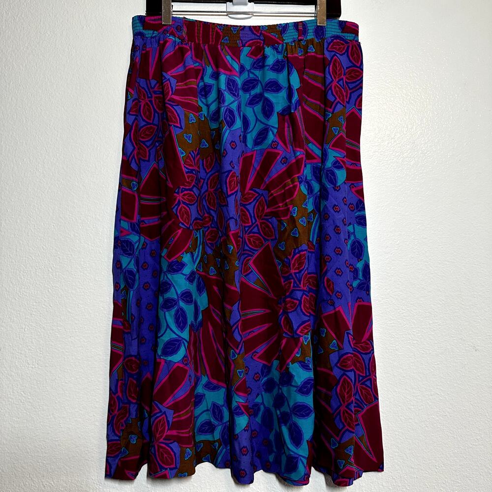Vintage Campus Casuals of California Set 70s Floral Blouse Midi A-Line Skirt 3X - Picture 10 of 10